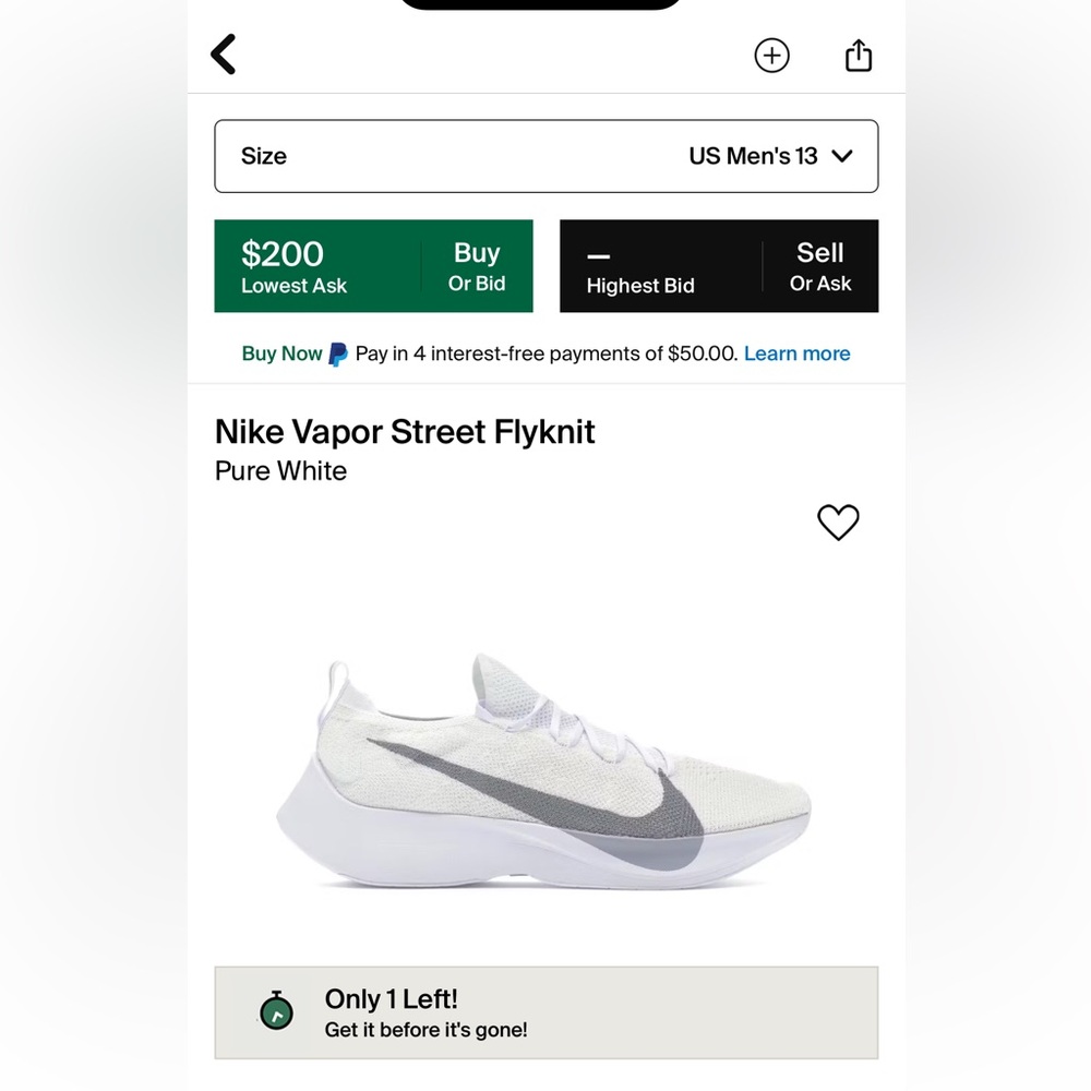 Nike men’s Vapor Street Flyknit size 13